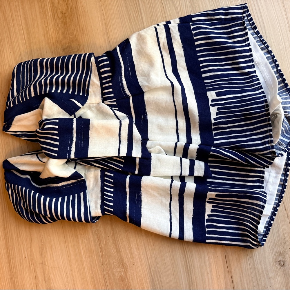Lulu's Navy and White Striped Strapless Romper